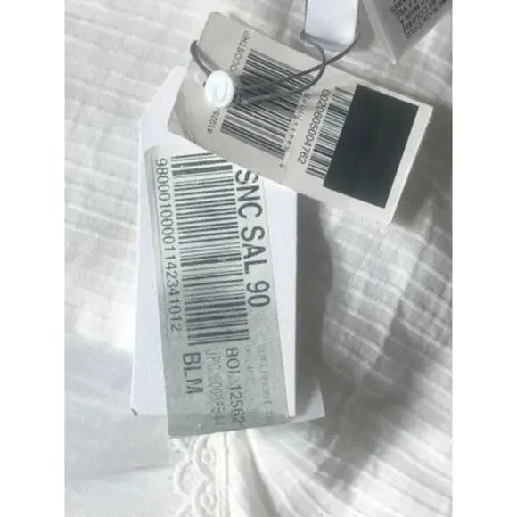 159. Peixoto Boho Sofi Dress Coconut Stripe Cutout Mini Dress SZ M White Lace - Picture 8 of 10